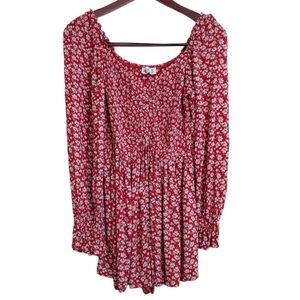 💙Hollister Red Floral Short Romper Jumper Medium